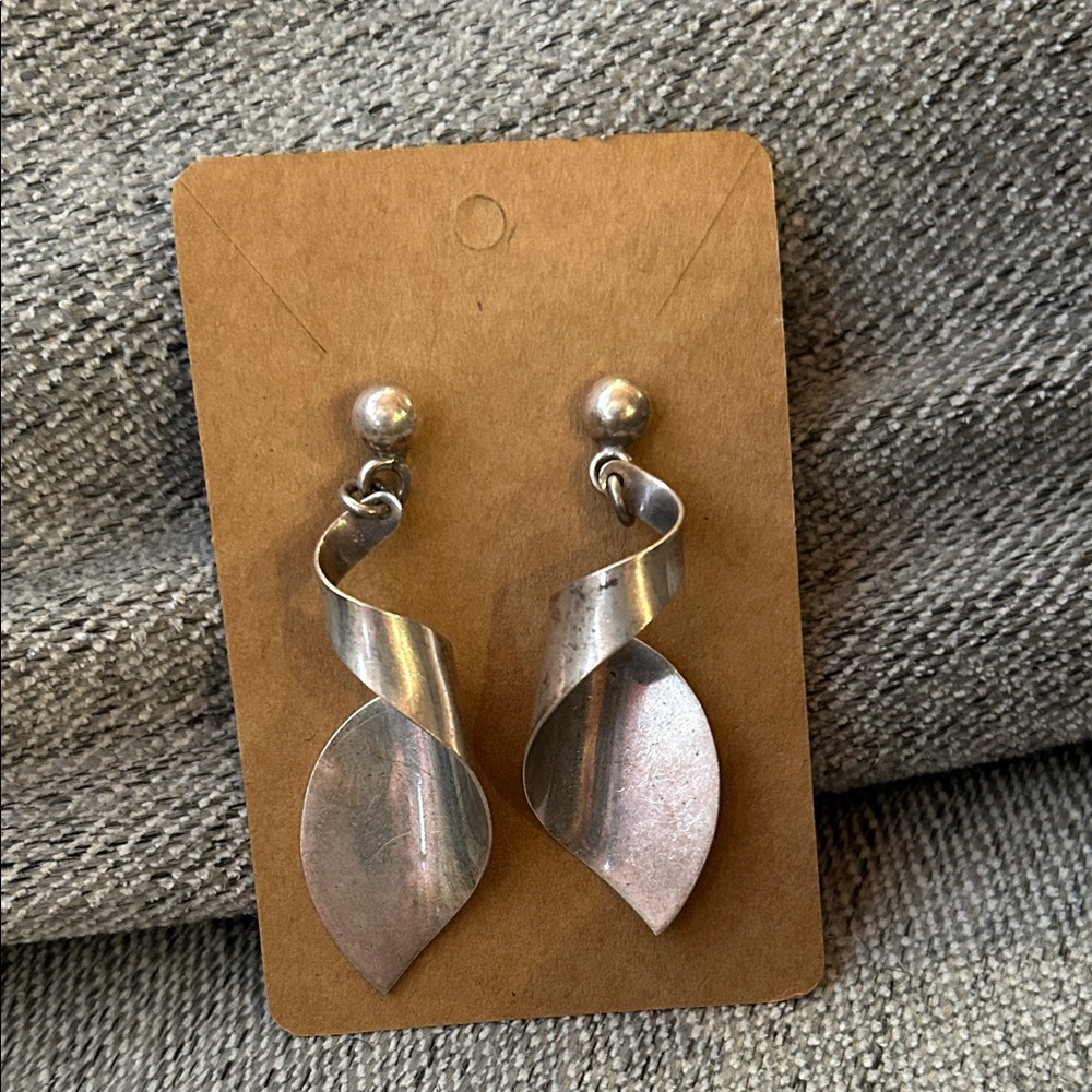 Sterling-Tone Twisted Leaf Drop Earrings - Silver